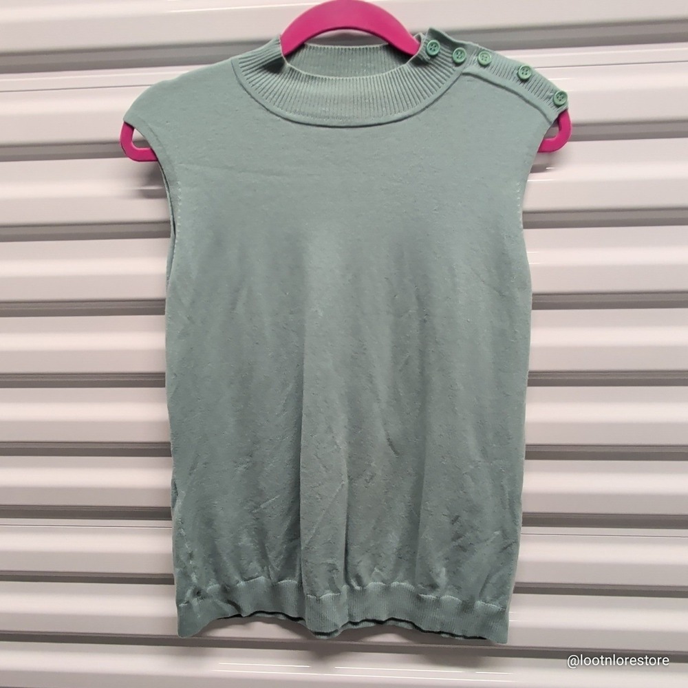 Worth New York Women's Wool Blend Mock Neck Sleeveless Sweater Sage Green Size L